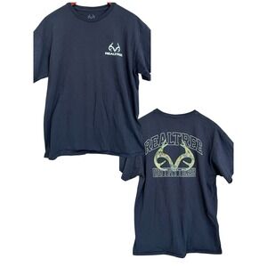 Realtree Outfitters Tshirt Adult Large 40-42 Black Camo Antlers Logo Hunting